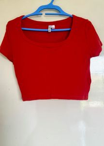 Tomato Red Cropped T-Shirt