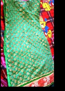 Green Kurta with Gold Print