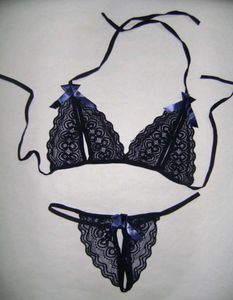 Navy Blue Lace Bra &amp; Panty Set- Free Size
