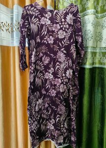 Floral Print Kurta with Lace Detail
