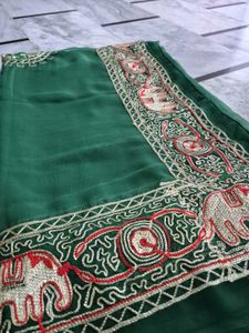 Embroidered chiffon Saree