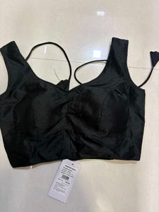 Elegant Black V-Neck Crop Blouse
