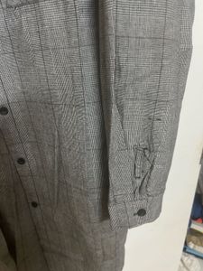 Oversized Grey Plaid Longline Shirt