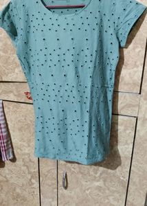 Green Eyelet Top