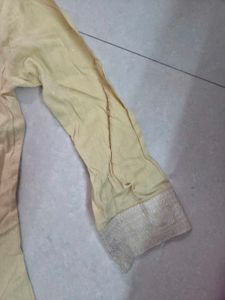 Yellow short Kurta with front dori
