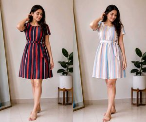 Striped fit and flare Midi Dress Set