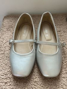 Silver Mary Jane Ballet Flats