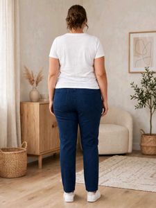 Women's Navy Blue Low Rise Denim Pant