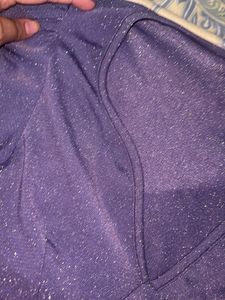 Purple Shimmer Balloon Sleeve Top | SHEIN | Ele