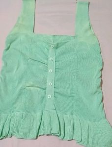 Mint Green Ruched Button-Up Tank Top