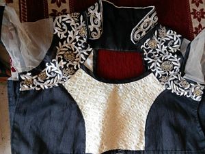 Elegant Black &amp; White Embroidered Blouse