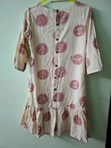 Cream &amp; Pink Printed Mini Dress