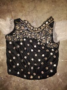 Embellished Black Velvet Blouse