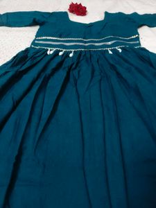 Elegant Teal &amp; White Kurta Set