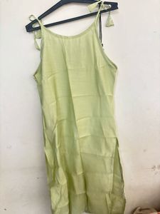 Light Green Floral embroidered sleeveless Kurti