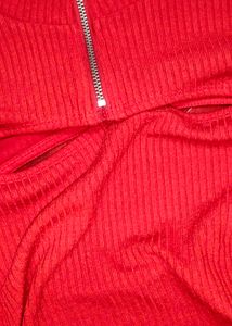 Red Cutout Long Sleeve Top