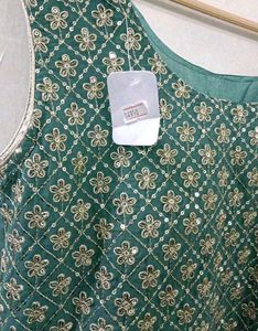 Beautiful Teal Embroidered Gown with Dupatta