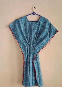 Boho Kaftan Dress with Pompom T