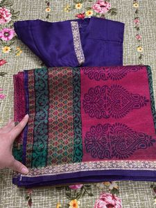 Vibrant Paisley Print Saree with Blouse