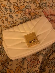 White Aldo quilted crossbody bag with gold chain