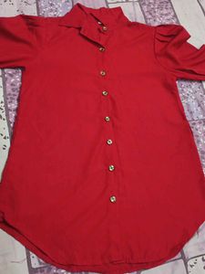 Chic Red Button-Up Shirt