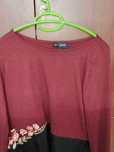 Chic Maroon Embroidered Top