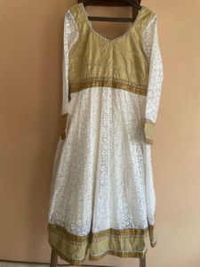 Elegant White & Gold Ethnic Dress