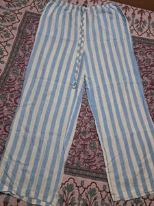 striped blue and white trousers
