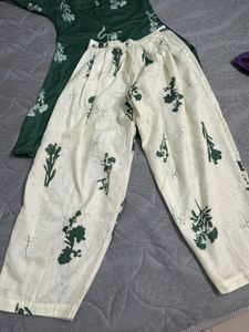 Green Kurta with Floral Print- Farsi style