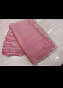 Elegant Pink Embellished Saree