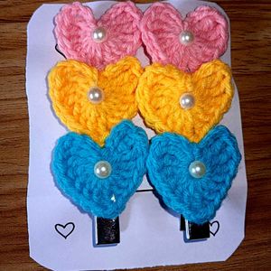 Cute Heart Crochet Hair Clips
