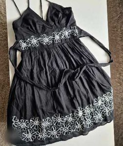 Cute Black Floral Mini Dress