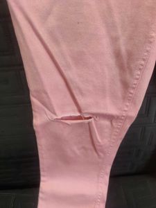 dark Pink Distressed Jeans