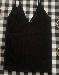 Sleek Black V-Neck Camisole Top