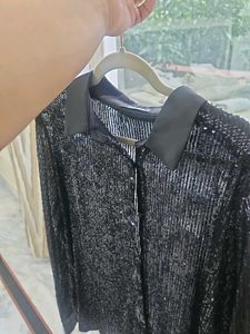 Sparkly Black Sequin Shirt....only 1 time wear