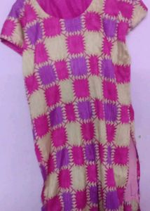 Vibrant Pink & Purple Patchwork Kurti