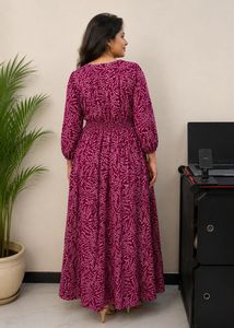 Purple Floral Print Maxi Dress