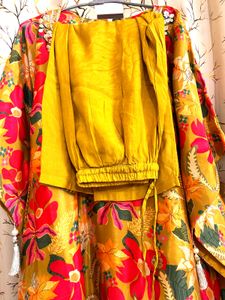 Gotta Patti Kaftan Set: Floral Print &amp; Tassels