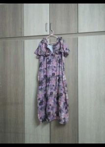 used Floral Maxi nighty with flaws stitched