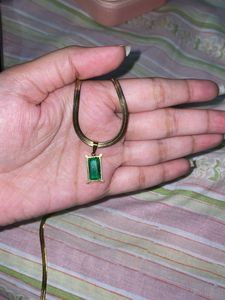Emerald anti tarnish Pendant Necklace