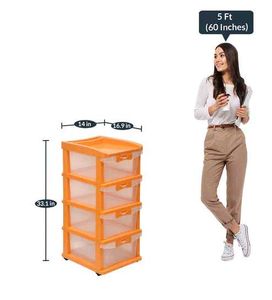 Orange 4-Drawer Storage Unit