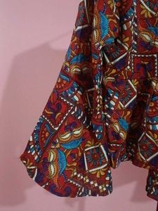 Bohemian Print Tie-Up Blouse