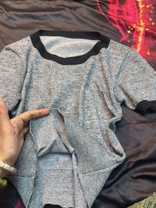 Grey Short Sleeve Crop Top