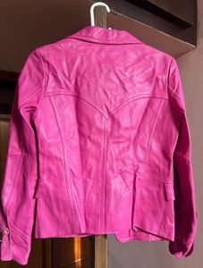 Y2K rose / hot pink leather blazer / jacket