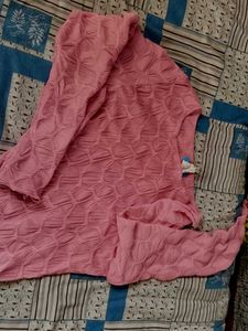 Cute Pink Textured Long Sleeve Top