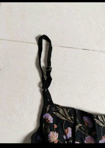 Black Floral Embroidered Midi Dress