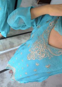 sky Blue kamiz duppta trouser sets