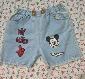 Cute Mickey Mouse Denim Shorts