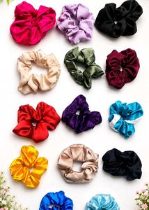 5 Satin Scrunchie Set - Various Colors