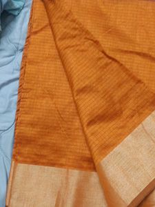 new orange saree with blue blouse material